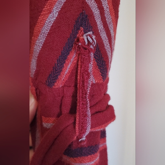 🌹🌺 Indigo Rein Red Maroon Striped Halter Linen Jumpsuit - Picture 3 of 3